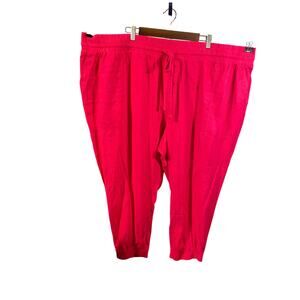 ❤️ Colorful Hot Pink Linen Blend Joggers Plus Size 4X A New Day